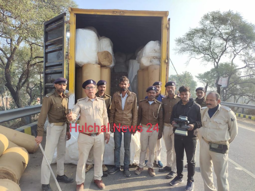 स्कैनर मशीन की मदद से जयप्रभा सेतु के बलिया मोड़ पर 278 कार्टन विदेशी शराब सहित कंटेनर जब्त ; एक तस्कर गिरफ्तार