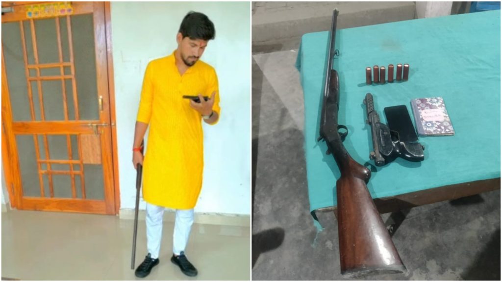 सोशल मीडिया पर लाइसेंसी हथियार का प्रदर्शन करने वाला युवक गिरफ्तार ; हथियार जब्त