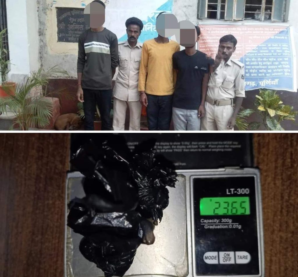 पूर्णिया में स्कूल के पास स्मैक बिक्री करते 3 तस्कर गिरफ्तार