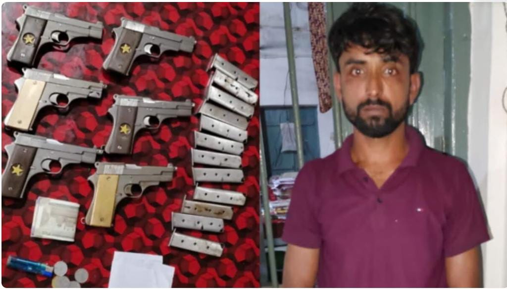 अवैध मिनी गन फैक्ट्री का उद्भेदन कर पुलिस ने 20 पिस्तौल और 40 मैग्जीन एवं अन्य हथियार किया बरामद