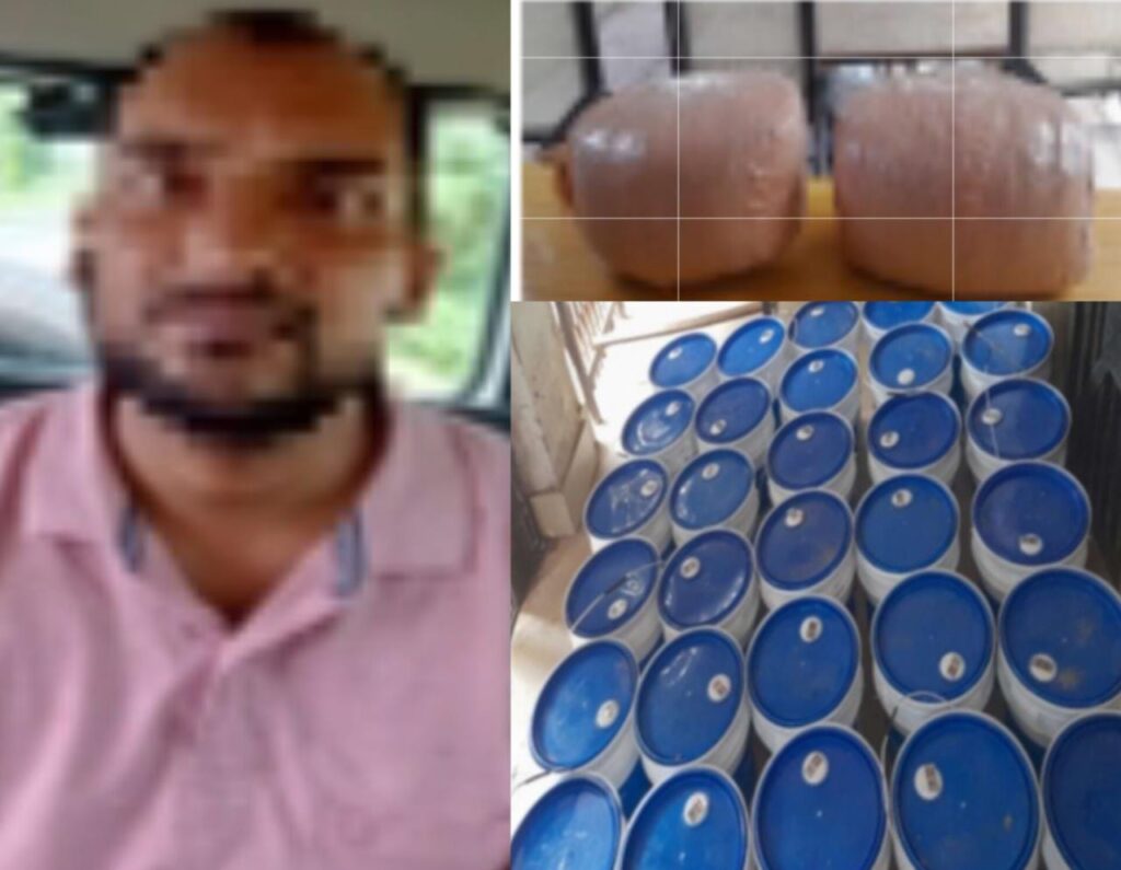 कु’ख्यात शराब माफिया 4.525 kg गां’जा के साथ गि’रफ्तार ; छापेमारी में 30 ड्रम स्प्रिट बरामद