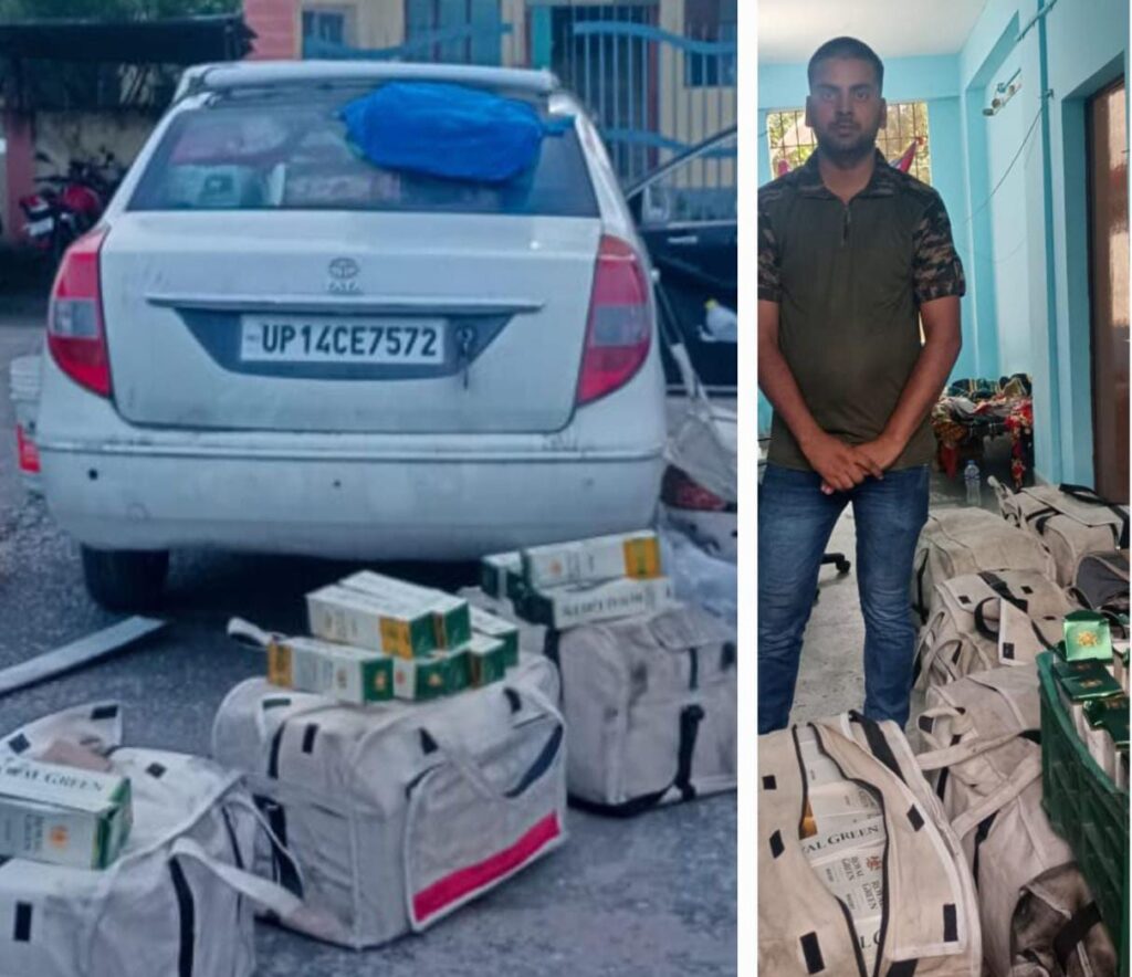 आर्मी के जवान को भारी मात्रा में अं’ग्रेजी श’राब के साथ पुलिस ने प’कड़ा