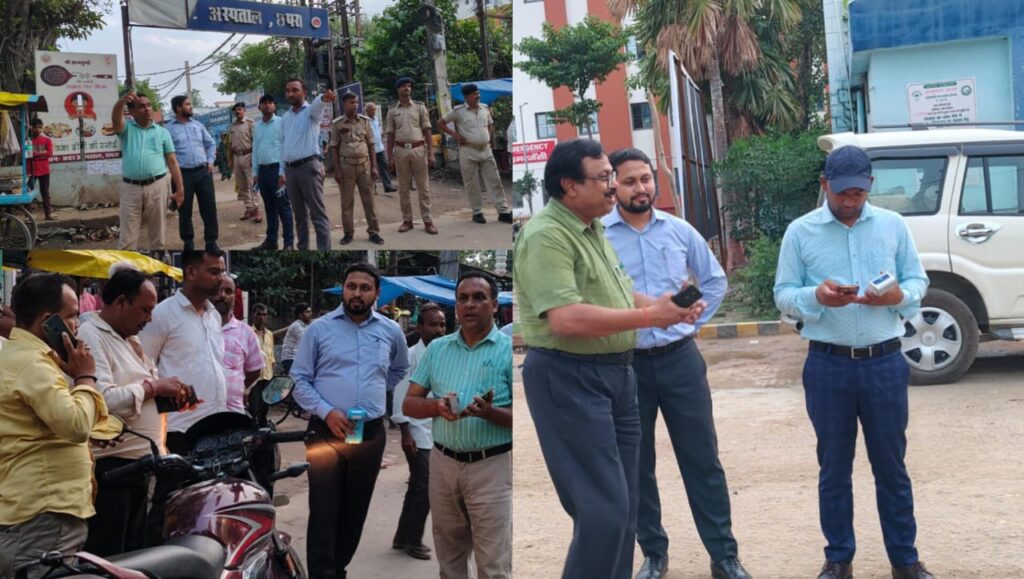 जिला परिवहन पदाधिकारी ने सदर अस्पताल कैंपस में खड़ी निजी एंबुलेंस पर की कार्रवाई ; अस्पताल के बाहर भी चला जांच अभियान