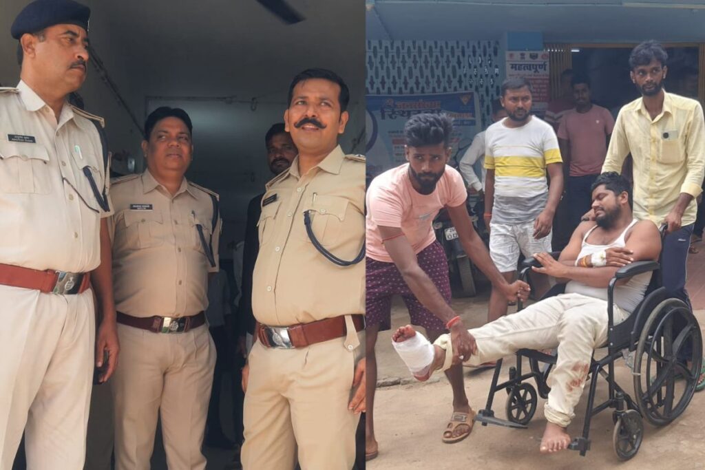 छापामारी करने पहुंची पुलिस पर बालू माफियाओं और ग्रामीणों ने किया हमला ; माफिया व पुलिस की झड़प में एक युवक के पैर में लगी गोली